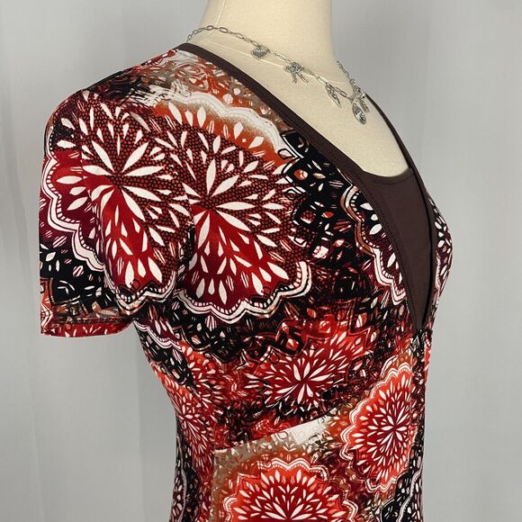 Y2K Top Womens Size Small Brown Orange Floral Babydoll Fairy Grunge Boho - Picture 3 of 12